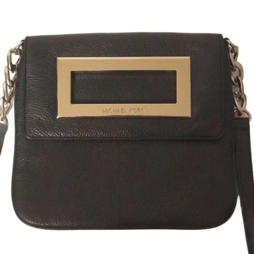MICHAEL KORS black leather crossbody